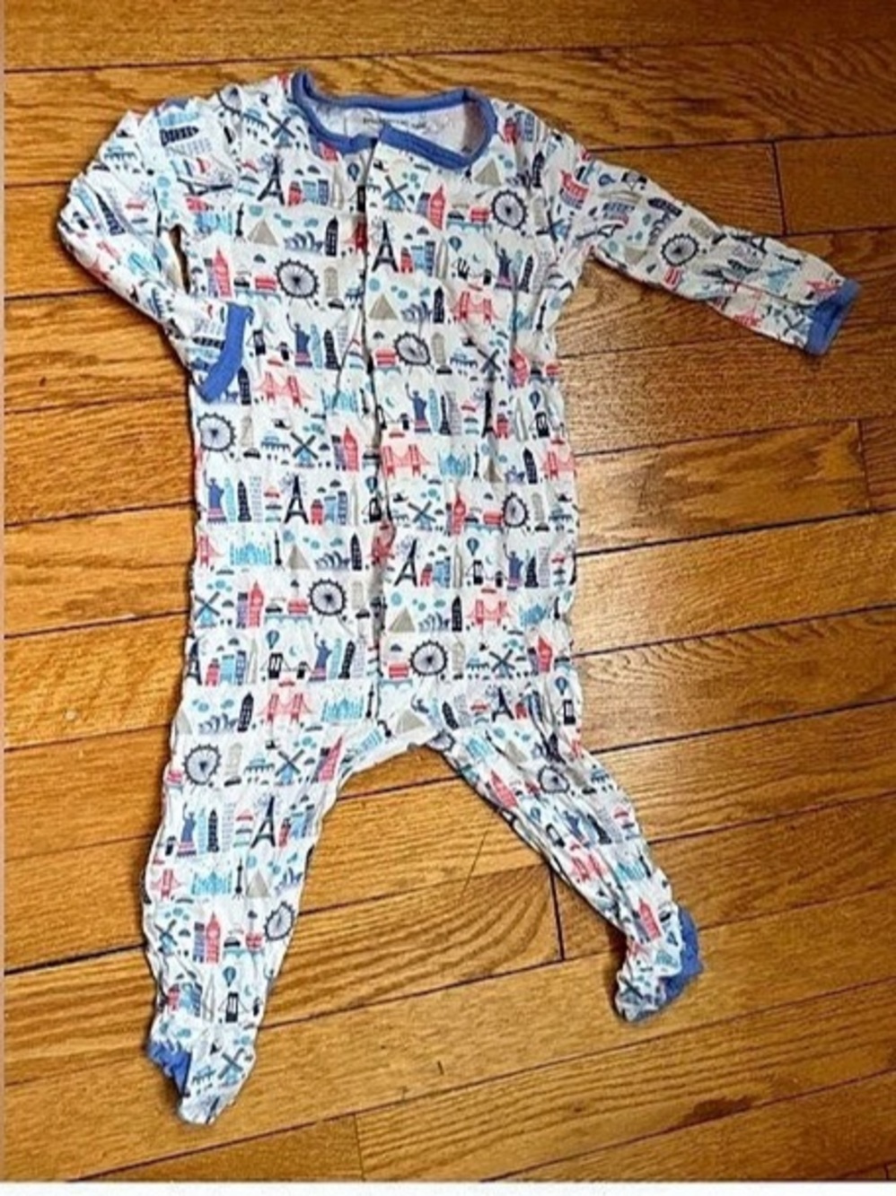 Magnetic Me Travel City Magnetic Footie, White & Blue, 3-6 Months